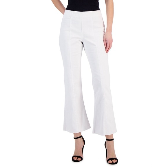 INC International Concepts Flare Crop High Rise White Jeans Size 4 NWT - Picture 1 of 7